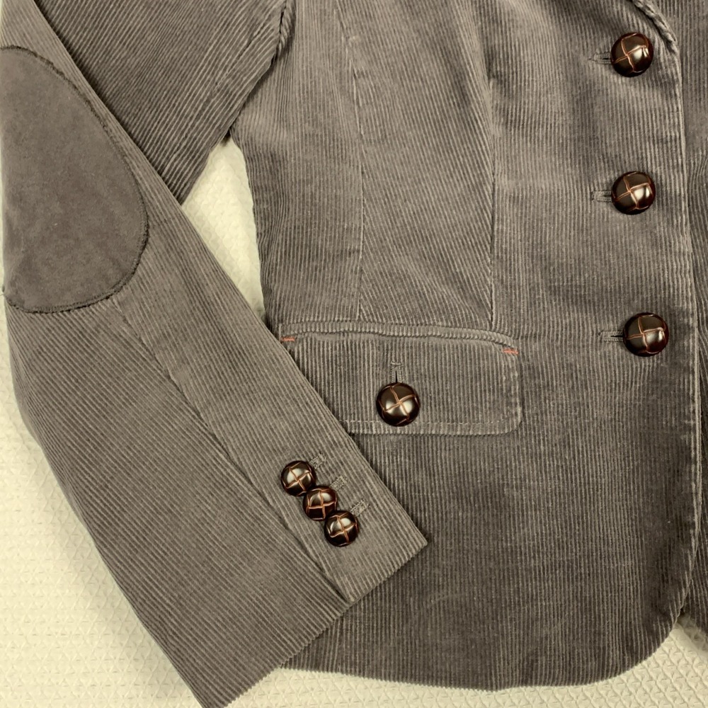 Boden Corduroy Blazer Womens 6 Gray Elbow Patch Lined Academia Preppy - Picture 4 of 16